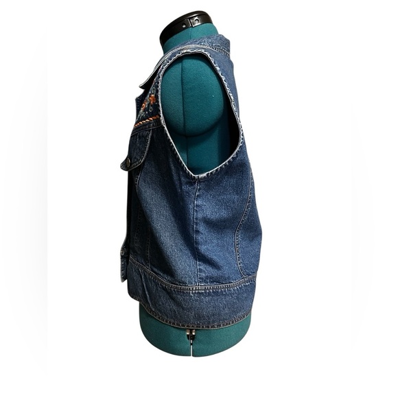 VTG GORDON & JAMES Vest Women M Denim Western Cowgirl Rodeo Embroidered Flowers - Picture 4 of 10